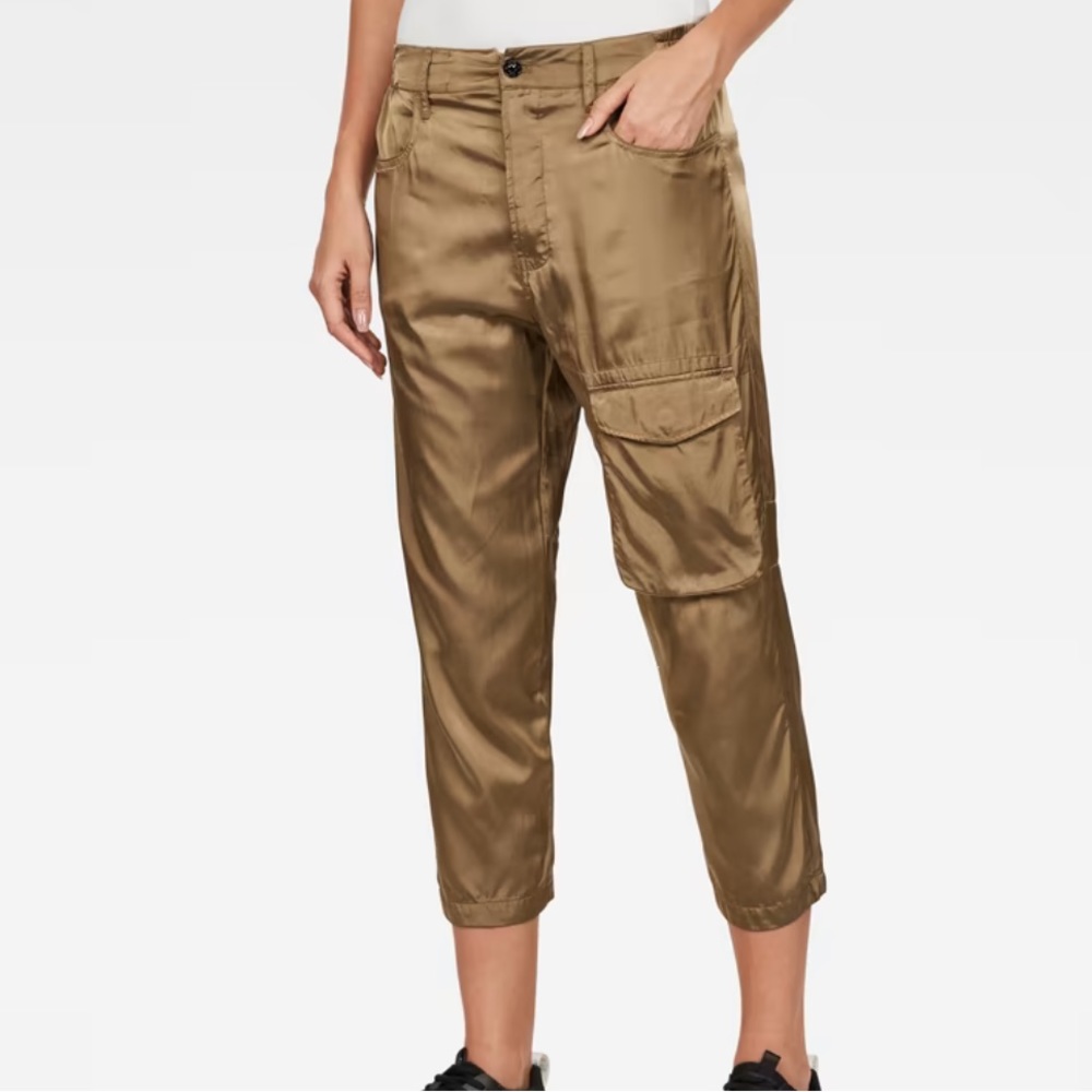 NWT G-Star Women’s Boxxa 3D Mid Waist Army Green Boyfriend Cargo Pants Sz 23/30